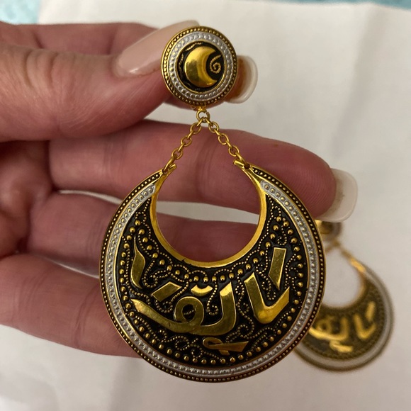 103)*Vintage* Rare damascene earrings - Picture 2 of 6